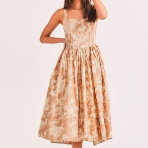 Loveshackfancy Majory Midi Dress in Espresso Foam size 00 New With Tags